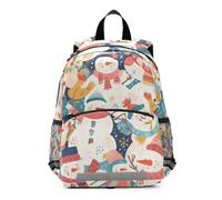 Linnyio Dibujos Animados Arte MuñEcos De Nieve Mochila Preescolar para Niños de 3 a 8 Años,Mochila Escolar con Diseño de Dibujos Animados para Niños