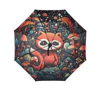 Linnyio Dibujos Animados Doodle Pandas Rojos Paraguas de Viaje Resistente al Viento Apertura Cierre AutomáTicos,Compacto con ProteccióN Solar UPF 50+ Ideal para JóVenes Chicas