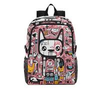 Linnyio Dibujos Animados Robot Gato Dibujos Rosa Mochila Plegable Impermeable y Ligera para Senderismo y Viajes,Compactable para Actividades al Aire Libre