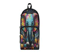 Linnyio Elefante De Obra De Arte Elegante Estuche para Lápices Bolsas para Bolígrafos Tipo Mochila Escolar Divertidas para Niños