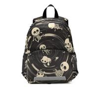 Linnyio Esqueletos Negro Circular úNico Mochila Preescolar para Niños de 3 a 8 Años,Mochila Escolar con Diseño de Dibujos Animados para Niños