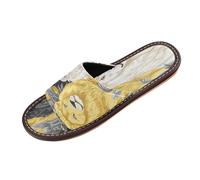 Linnyio Ilustraciones De Acuarela Cool Leones Chanclas de Viaje para JóVenes Ligeras Sandalias de Punta Abierta Antideslizantes para Uso Exterior Hombres Mujeres