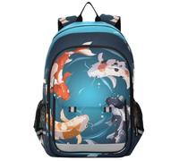 Linnyio Koi Peces Circular Colorido ArtíStico Mochila Escolar para Estudiantes,Mochila para Niños y Adolescentes Ideal para Viajes