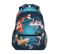 Linnyio Koi Peces Circular Colorido ArtíStico Mochila Escolar para Niñas y Niños,Mochilas para Libros y Bolsos con Estilo para Estudiantes
