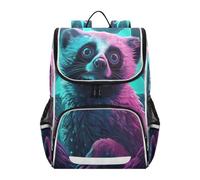 Linnyio LéMur Brillante Azul Noche MíStica Mochila Escolar de Gran Capacidad para Niñas y Niños