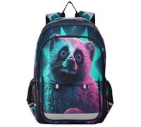 Linnyio LéMur Brillante Azul Noche MíStica Mochila Escolar para Estudiantes,Mochila para Niños y Adolescentes Ideal para Viajes