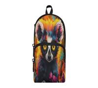 Linnyio Lémur De Obra De Arte Elegante Estuche para Lápices Bolsas para Bolígrafos Tipo Mochila Escolar Divertidas para Niños