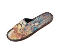 Linnyio LeóN De Arte Acuarela De Lujo Chanclas de Viaje para JóVenes Ligeras Sandalias de Punta Abierta Antideslizantes para Uso Exterior Hombres Mujeres