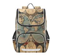 Linnyio Mapa Antiguo De Los OcéAnos Del Mundo Mochila Escolar de Gran Capacidad para Niñas y Niños