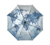 Linnyio Mapa Del Mundo Ilustraciones Paraguas de Viaje Resistente al Viento Apertura Cierre AutomáTicos,Compacto con ProteccióN Solar UPF 50+ Ideal para JóVenes Chicas