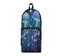 Linnyio Medusa Espacial Azul Violeta Estuche para Lápices Bolsas para Bolígrafos Tipo Mochila Escolar Divertidas para Niños