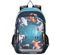 Linnyio NatacióN Koi Peces Circular Mochila Escolar para Estudiantes,Mochila para Niños y Adolescentes Ideal para Viajes