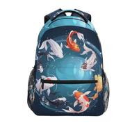 Linnyio NatacióN Koi Peces Circular Mochila Escolar para Niñas y Niños,Mochilas para Libros y Bolsos con Estilo para Estudiantes