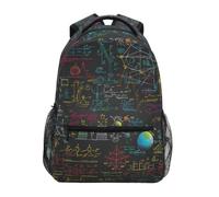 Linnyio Negro Colorido MatemáTicas Ciencia Mochila Escolar para Niñas y Niños,Mochilas para Libros y Bolsos con Estilo para Estudiantes