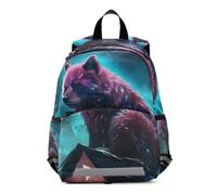 Linnyio Noche Misteriosa Azul Panda Rojo Mochila Preescolar para Niños de 3 a 8 Años,Mochila Escolar con Diseño de Dibujos Animados para Niños