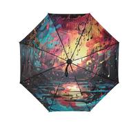 Linnyio Notas Abstractas De La MúSica Paraguas de Viaje Resistente al Viento Apertura Cierre AutomáTicos,Compacto con ProteccióN Solar UPF 50+ Ideal para JóVenes Chicas