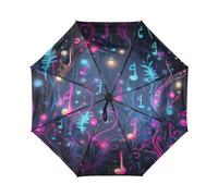 Linnyio Notas Abstractas MúSica PúRpura Paraguas de Viaje Resistente al Viento Apertura Cierre AutomáTicos,Compacto con ProteccióN Solar UPF 50+ Ideal para JóVenes Chicas