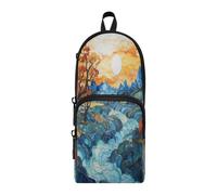 Linnyio Obra De Arte Abstracto Al Óleo Estuche para Lápices Bolsas para Bolígrafos Tipo Mochila Escolar Divertidas para Niños