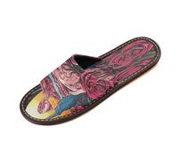 Linnyio Obra De Arte Abstracto Rosa Roja Chanclas de Viaje para JóVenes Ligeras Sandalias de Punta Abierta Antideslizantes para Uso Exterior Hombres Mujeres