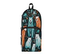 Linnyio Patrón De Flores Osos Polares Estuche para Lápices Bolsas para Bolígrafos Tipo Mochila Escolar Divertidas para Niños