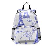 Linnyio Torre Eiffel ArtíStico FrancéS Azul Mochila Preescolar para Niños de 3 a 8 Años,Mochila Escolar con Diseño de Dibujos Animados para Niños