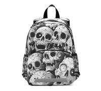 Linnyio Volver Blanco Fresco CráNeo Mochila Preescolar para Niños de 3 a 8 Años,Mochila Escolar con Diseño de Dibujos Animados para Niños