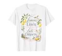 Lino de Limones y cenas tardías Costa Italiana de Amalfi de Verano Camiseta