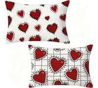 Lino Funda Almohada 25x45 Pack 2, Amor Protector Almohada 45 Transpirable Suave, Funda Cojin Vino Tinto Exterior Impermeable para Sofá Cama Sala De Estar Dormitorio JardíN, Decoracion Hogar 141-W