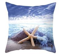 Lino Funda Cojín Indio Fundas Almohada Impermeable Azul Marrón Funda De Cojínes Fundas Almohada Matrimonio Piedra De Estrella De Mar del Cielo Fundas para Cojines 50x50 cm