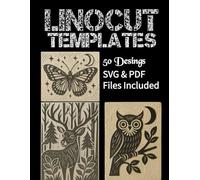 Linocut Tracing Templates: 50 Nature & Wildlife Motifs | PDF File Included | Forest Animals, Birds, Deer, Landscapes & Floral Scenes