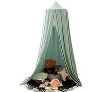 LINONI Dosel para bebé, dosel para cama de gasa, redondo, mosquitera, para cama de bebé, tienda de campaña, habitación infantil, altura 240 cm, longitud del dobladillo 260 cm, verde
