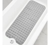 Linoows Alfombrillas de bañera y Ducha, Extra largas Antideslizantes, 39 x 16 Pulgadas, con ventosas y Agujeros de Drenaje para baño (Gris)