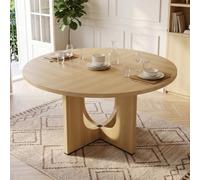 LinoraFurn Mesa de comedor redonda de 120 x 120 cm, adecuada para 4-6 personas, diseño clásico, estilo minimalista escandinavo, color roble (sin silla)
