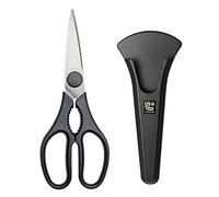 Linoroso Tijeras de cocina resistentes con soporte magnético, aptas para lavavajillas, multiusos, hoja hecha con acero japonés 4034 para carne, verduras, barbacoas, hierbas, color negro