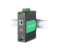 LINOVISION Conmutador PoE+ Industrial 10 Gigabit Ethernet de Fibra, 10G Base-X SFP+ a 10G/5G/2.5G/1G/100Mbps 802.3af/at PoE, Convertidor de Medios para Dispositivos PoE de Alta Velocidad