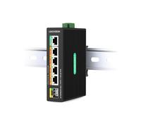 LINOVISION Industrial de 5 Puertos Full Gigabit DC12V PoE++ Switch para Sistemas UPS solares o RV, Compatible con Entrada DC9~54V, 4 Puertos BT90W PoE++ y 1 Puerto pasivo 24V PoE