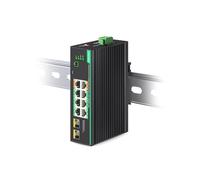LINOVISION Switch PoE industrial de 8 puertos Gigabit completo Compatible con entrada de CC 8~57V, switch PoE de 24V/12V para sistemas solares, 2 puertos PoE+ de alta potencia para cámaras PTZ grandes