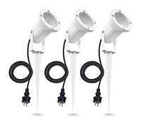 linovum 3 focos exteriores Cari con estaca blanca con casquillo para 1 foco GU10 - IP65 con cable de alimentación de 2 metros Schuko