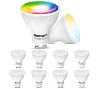 linovum Bombilla LED inteligente GU10, 10 unidades, compatible con Alexa Echo Google Home App controlable - RGB y tonos de blanco 2700 - 6500 K WiFi bombilla 5 W
