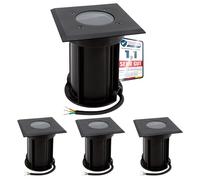 linovum BOQU - Juego de 4 focos empotrables para suelo y exterior, casquillo GU10, color negro, IP67, rectangular, intercambiable