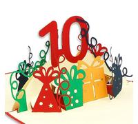 LINPOPUP®, LIN17631 - Tarjeta 3D Pop Up para 10 años, tarjeta de felicitación para 10 años, tarjeta de felicitación de 10 años, tarjeta desplegable, tarjeta de cumpleaños, aniversario de 10 años, N364