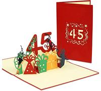 LINPOPUP®, LIN17641 - Tarjeta 3D Pop Up, 45 años, tarjeta de felicitación de cumpleaños 45 años, tarjeta desplegable, tarjetas de cumpleaños, aniversario de 45 años, N373