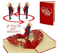 LINPOPUP, Tarjeta desplegable de boda, tarjeta de boda, regalos de boda para novios, invitación de boda, tarjeta de felicitación, tarjeta plegable de boda 3D, pareja de novios bailando, N34