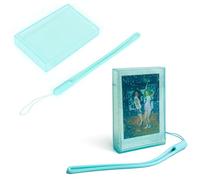 Linpr 3 Pulgadas Funda Protectora Transparente para Fujifilm Instax Mini 7+/8/9/11/12/40/90/EVO, Incluye 2 Portafotos Viaje + Bolsa Almacenamiento Fotos y Caja con Correa (Verde)