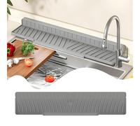 Linpr Alfombrilla de Silicona para Desagüe de Grifo, Alfombrilla Plegable para Fregadero de Cocina, Proteger Encimera para Fregadero de Baño y Cocina (Gris, 58 x 12 cm)