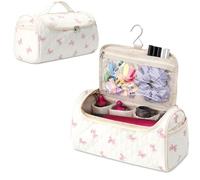 Linpr Bolsa de Almacenamiento de Viaje para Dyson Airwrap/Airstrait/Supersonic, Estuche Organizador Compatible con Accesorios Styler, Bolsa Portátil con Gancho para Plancha de Pelo (Lazo Rosa)