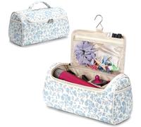 Linpr Bolsa de Almacenamiento de Viaje para Dyson Airwrap/Airstrait/Supersonic, Estuche Organizador Compatible con Accesorios Styler, Bolsa Portátil con Gancho para Plancha de Pelo (Flor Azul)