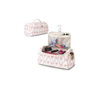 Linpr Bolsa de Almacenamiento de Viaje para Dyson Airwrap, Flor Rosa | Estuche Organizador Compatible con Airstrait/Supersonic Accesorios Styler, Bolsa Portátil con Gancho para Plancha de Pelo