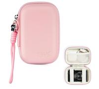 Linpr Estuche para cámara Digital Compatible con Canon PowerShot G7X Mark III/SX740/Sony ZV-1/RX100 VII/Panasonic ZS99/Ricoh GR, pequeño Soporte de Viaje para cámaras compactas con cordón (Rosa)