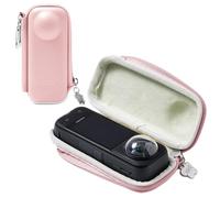 Linpr Funda de Transporte Pequeño para Insta360 X5/X4, Bolsa de Almacenamiento de Viaje Compacta, Estuche Protector para Cámara Deportiva con Mosquetón, Estuche Rígido Impermeable (Rosa)